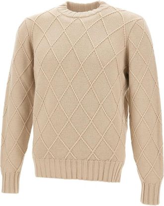 FILIPPO DE LAURENTIIS Extrafijne Merino Wollen Trui - Heren - Ronde hals truien - Beige - M - Wol - Truien & Vesten