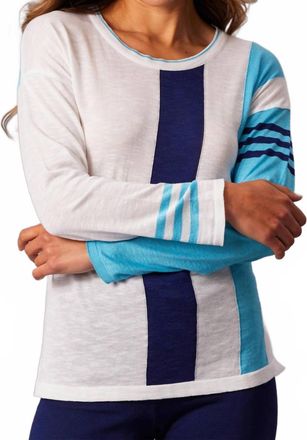 French Kyss Color Block Scoop Neck Top In White/multi