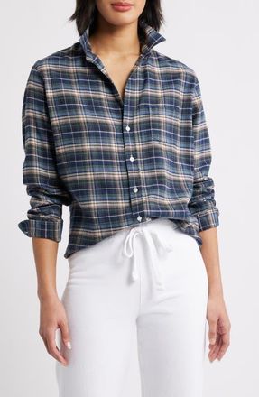 Frank & Eileen Eileen Plaid Relaxed Fit Button-Up Shirt in Grey Yellow Blue Plaid at Nordstrom, Size Xx-Small