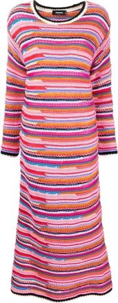 Dsquared2 Pink Stripes Round Neck Maxi Dress