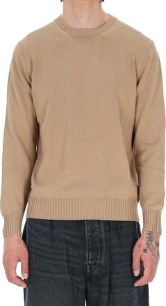 Drumohr Camel Gauge 8 Cotton Crewneck Sweater