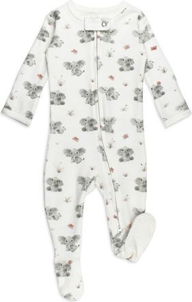 LOvedbaby Baby Elephant Organic Cotton Zip Footie at Nordstrom, Size Preemie
