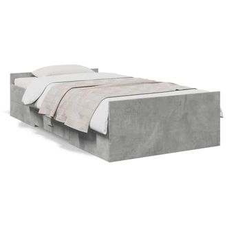 Berkfield Home Bed Frame Frame w/Drawers 135x190 cm Double Solid Wood Pine in Grey | Size: Small Single
