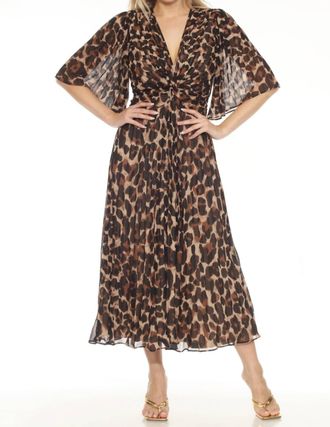 Joseph Ribkoff Animal Print Chiffon Midi Fit & Flare Dress In Beige/black