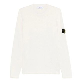 Stone Island Round-neck Knitwear, male, White, Size: 2XL Crewneck Sweater