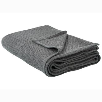 Beliani Beliani - Colcha Con Patr&oacute;n Liso Cubrecama Algod&oacute;n 220 X 240 Cm Gris Oscuro Ragala