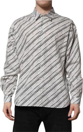 Dolce & Gabbana Wit Gestreept Formeel Overhemd Klassieke Hals - Heren - Casual Overhemden - Veelkleurig - S - Katoen - Overhemden