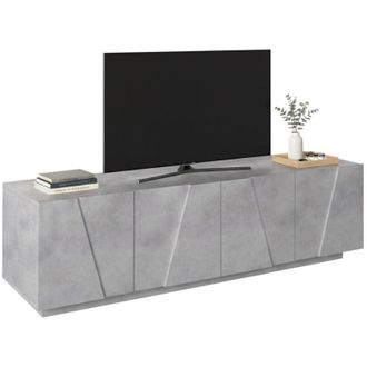Dmora Mobile da soggiorno Porta tv, Made in Italy, Supporto per tv da salotto a 4 ante con dettaglio, cm 162x44h46, colore grigio Cemento, con imballo