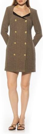 Alexia Admor Zuri Long Sleeve Double Breasted Tweed Blazer Dress in Grey Herringbone at Nordstrom Rack, Size 14