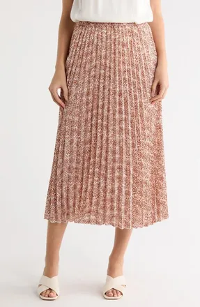 Nordstrom Rack Chiffon Pleated Midi Skirt in Ivory Rust Dashing Dot at Nordstrom Rack, Size X-Small