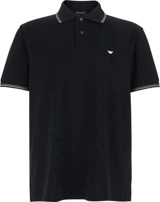 Emporio Armani Manica Corta Logo A Petto Righe SUL Collo - Heren - Polos - Zwart - 2XL - Tops