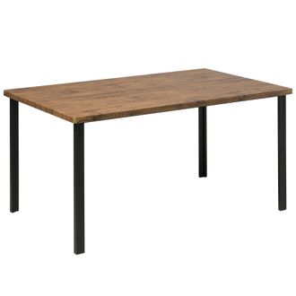 Beliani Mesa De Comedor De Madera Oscura Con Patas De Metal Estilo Industrial Laredo