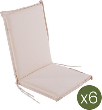 ED&Egrave;N JARD&Iacute; Pack de 6 cojines para sill&oacute;n de jard&iacute;n reclinable est&aacute;ndar beige