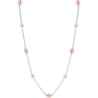 Effy Sterling Silver Freshwater Pearl Station Necklace in Multi at Nordstrom Rack, Size 18
