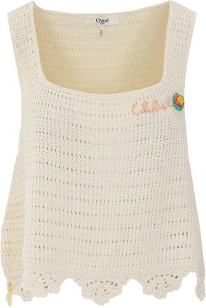 Chlo&eacute; Cropped Crochet Knit Top