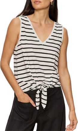 Sanctuary Floral Print Cotton Blend Tank in Chalk White/Black at Nordstrom, Size X-Large