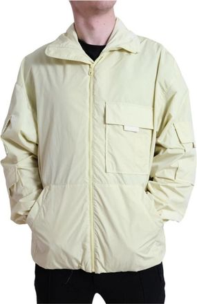 Dolce & Gabbana Elegante Gele Windbreaker Jas - Heren - Zomerjassen - Geel - L - Polyester - Jassen