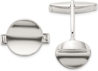 Diamond2Deal Sterling Silver Polished Round Concave Cuff Links