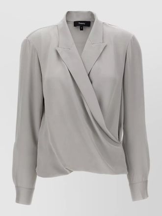 Theory silk wrap v-neck blouse
