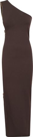 Elisabetta Franchi One-Shoulder Side-Slit Knitted Evening Dress