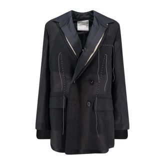 sacai Blazers, female, Black, Size: M Leather Blazer