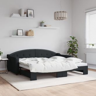 vidaXL Sof&aacute; Cama Nido Tela Negro 90x190 Cm Vidaxl