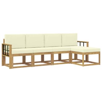 vidaXL Conjunto De Sof&aacute;s De Exterior Con Coj&iacute;n 5 Pcs Blanco Y Crema Vidaxl