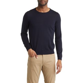 BOSS Leno Virgin Wool Crewneck Sweater in Dark Blue at Nordstrom Rack, Size Xx-Large