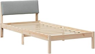 vidaXL Bed frame Brown and light grey 100 x 200 cm Solid pine wood vidaXL