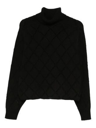 Semicouture openwork turtleneck sweater - Black
