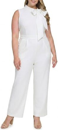 Vince Camuto Bow Neck Sleeveless Stretch Crepe Jumpsuit in Ivory at Nordstrom Rack, Size 22W