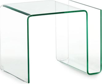 Oresteluchetta Mesa Auxiliar De Vidrio Curvado Con Revistero Vallejo