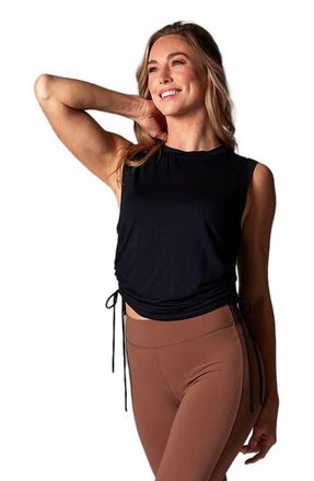 Tavi Crop Side Tie Tank in Ebony at Nordstrom, Size Xx-Large