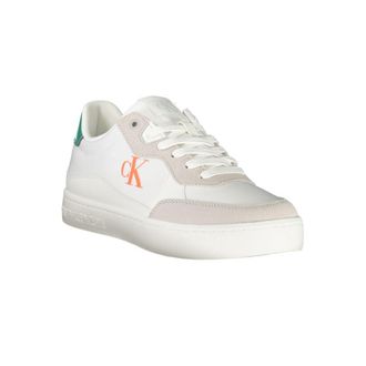 Calvin Klein Logo Leather and Polyurethane Sneaker - White