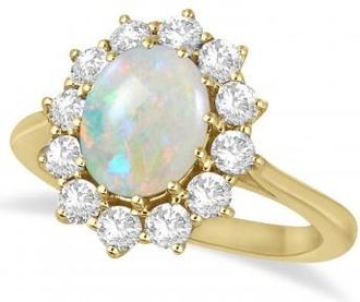 Allurez Oval Shape Opal & Diamond Accented Ring in 14k Yellow Gold (3.60ctw)