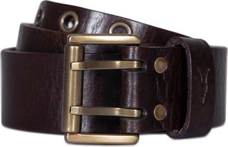 AllSaints Eyelet Distressed Leather Belt in Bitter Brown at Nordstrom, Size 40