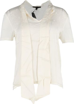 Maje T-shirt met strik in de hals in ivoorkleurige zijde