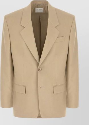 Saint Laurent wool blend blazer notch lapel flap pockets