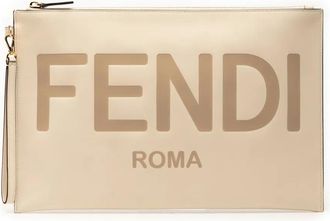 Fendi 2010-2025 leren clutch met logo - Wit