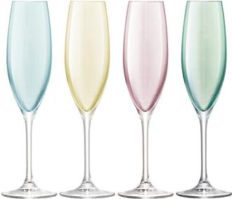 LSA International Mundgeblasene Sektgläser Polka Pastell (4er-Set)