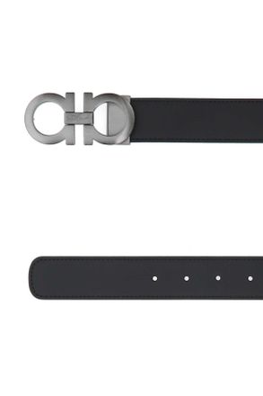 Ferragamo Mens Black Leather Reversible Belt Nerhic Cinture