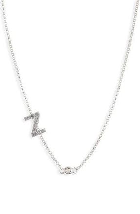 Meshmerise Bezel Diamond Initial Chain Necklace - 0.2ct. in White-Z at Nordstrom Rack