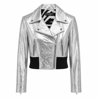Dolce & Gabbana Cropped jas - Dames - Jassen - Grijs - Maat: S Zijde