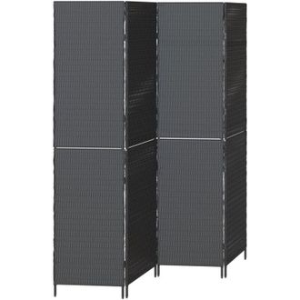 vidaXL Separador De Habitaciones Negro 195 X 180 Cm Rat&aacute;n Sint&eacute;tico Vidaxl