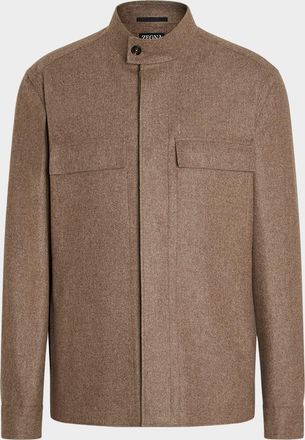 Ermenegildo Zegna Mens Melange Cashmere Overshirt with Pockets