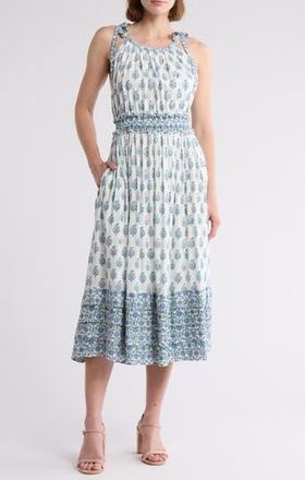 Area Stars BLUE BORDER PRINT DRESS in Jaipur Print at Nordstrom Rack, Size X-Large