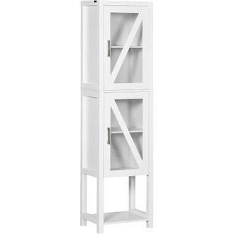 Kleankin Kleankin Columna Auxiliar De Ba&ntilde;o Armario Alto De Ba&ntilde;o Estanter&iacute;a Para Ba&ntilde;o Con 2 Puertas Estantes Ajustables Y Estante De Almacenamiento 45x30x170 Cm