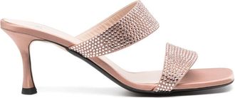 N°21 70mm rhinestone-embellished sandals - women - Calf Leather/glass/Calf Leather/Fabric - 37 - Pink
