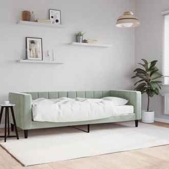 vidaXL Sof&aacute; Cama Con Colch&oacute;n Terciopelo Gris Claro 80x200 Cm Vidaxl