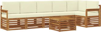 vidaXL Conjunto De Sof&aacute;s De Exterior 7 Uds. Natural Y Crema Poli&eacute;ster Vidaxl